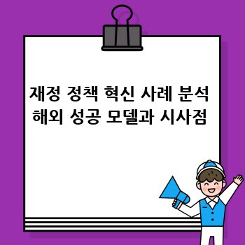재정 정책 혁신 사례 분석 해외 성공 모델과 시사점