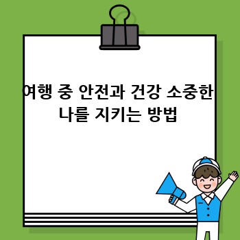 여행 중 안전과 건강 소중한 나를 지키는 방법